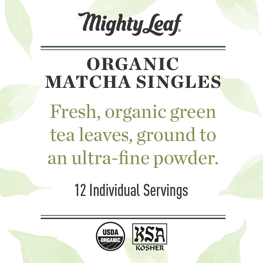Mighty Leaf Tea, Organic Matcha Green Tea Singles – 1 Box of 12 Single Serve …