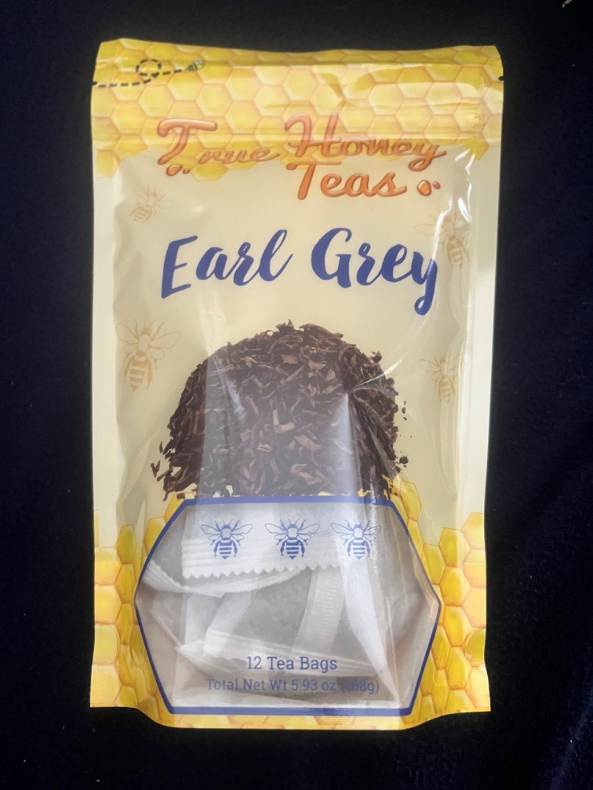 Earl Grey tea bags with home and sugar granules – True Honey Teas 12 tea bags