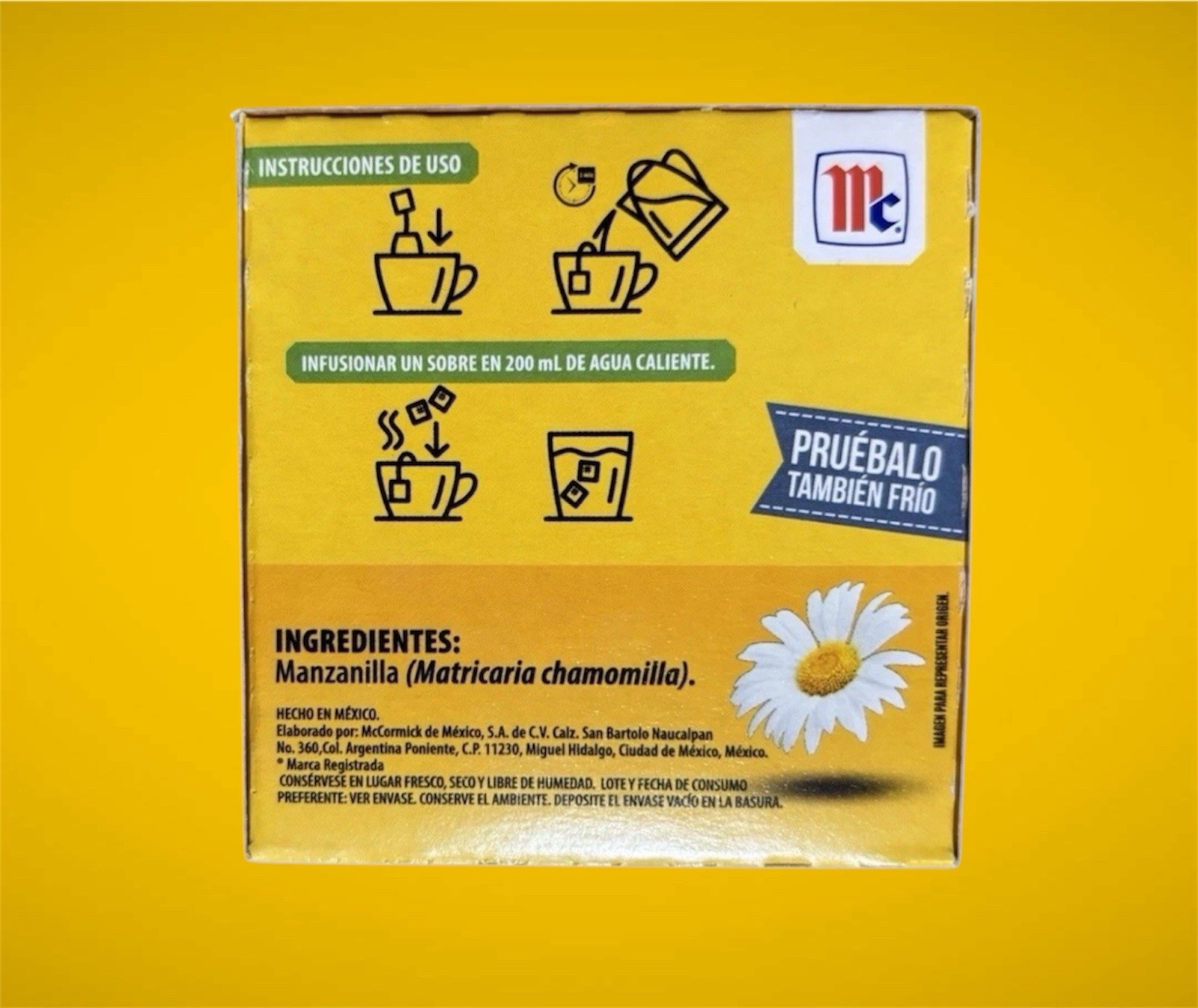 Té De Manzanilla McCormick Chamomile Tea (25 Bags) (1.2g – 0.042oz) Each Bag
