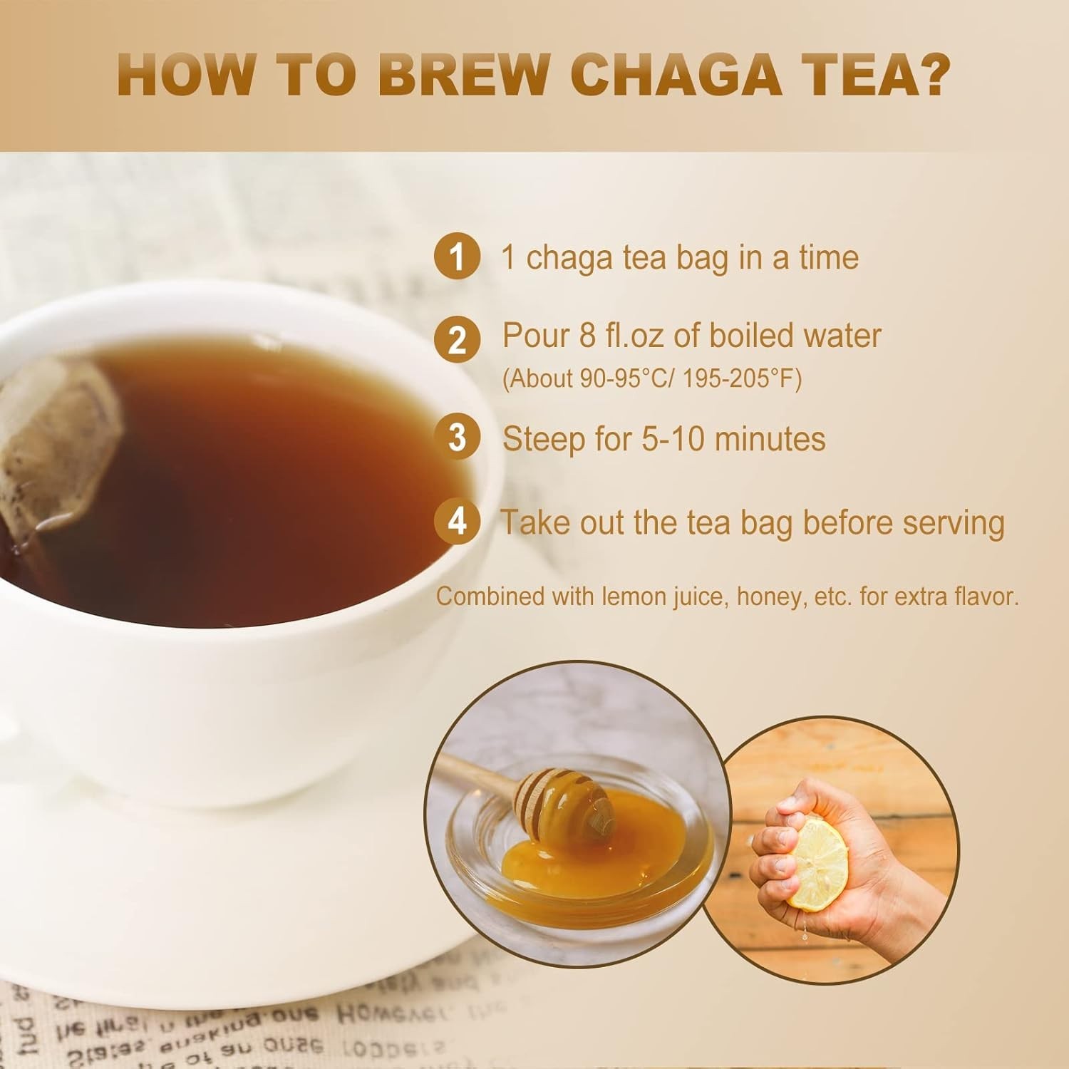 Chaga Tea Bags, 30 Teabags, 2g/Bag – Chaga Mushroom Tea – Non-GMO – Caffeine…