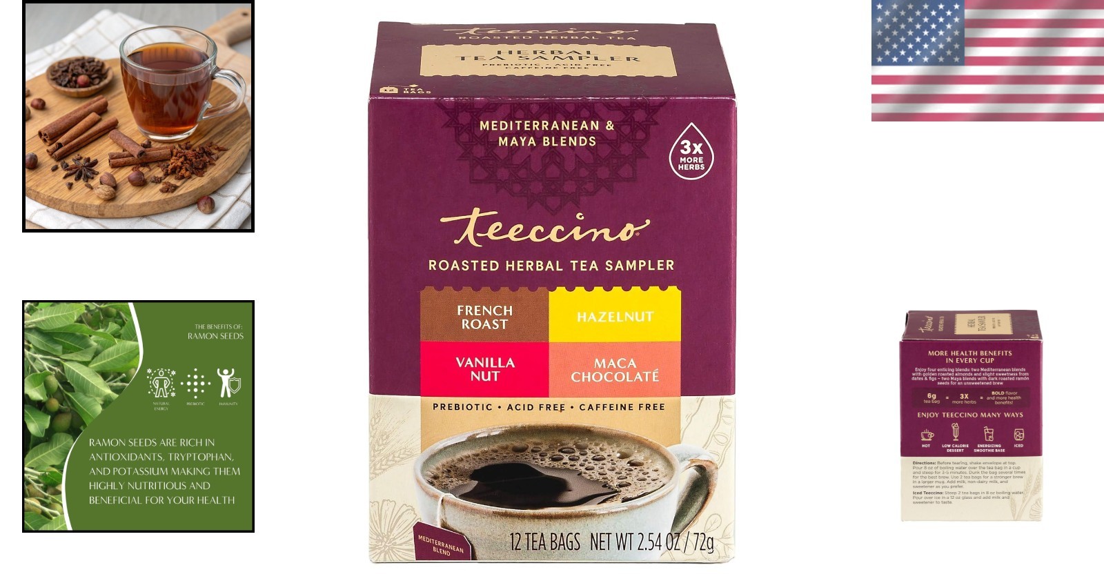 Organic Herbal Tea Sampler: 12 Bags of Caffeine-Free Tea for Natural Energy