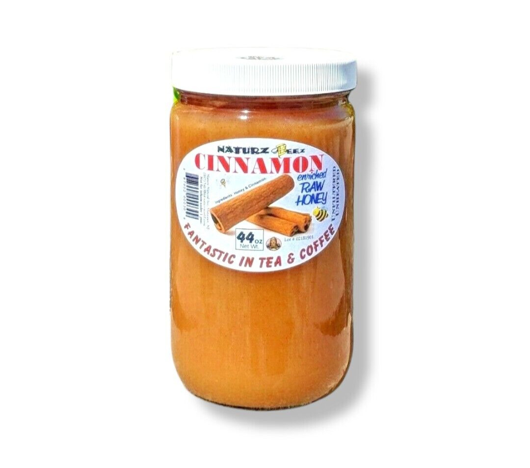 RAW HONEY & CINNAMON 5.5Lb Each Glass Jar 44oz 100% PURE UNFILTERED USA HONEY