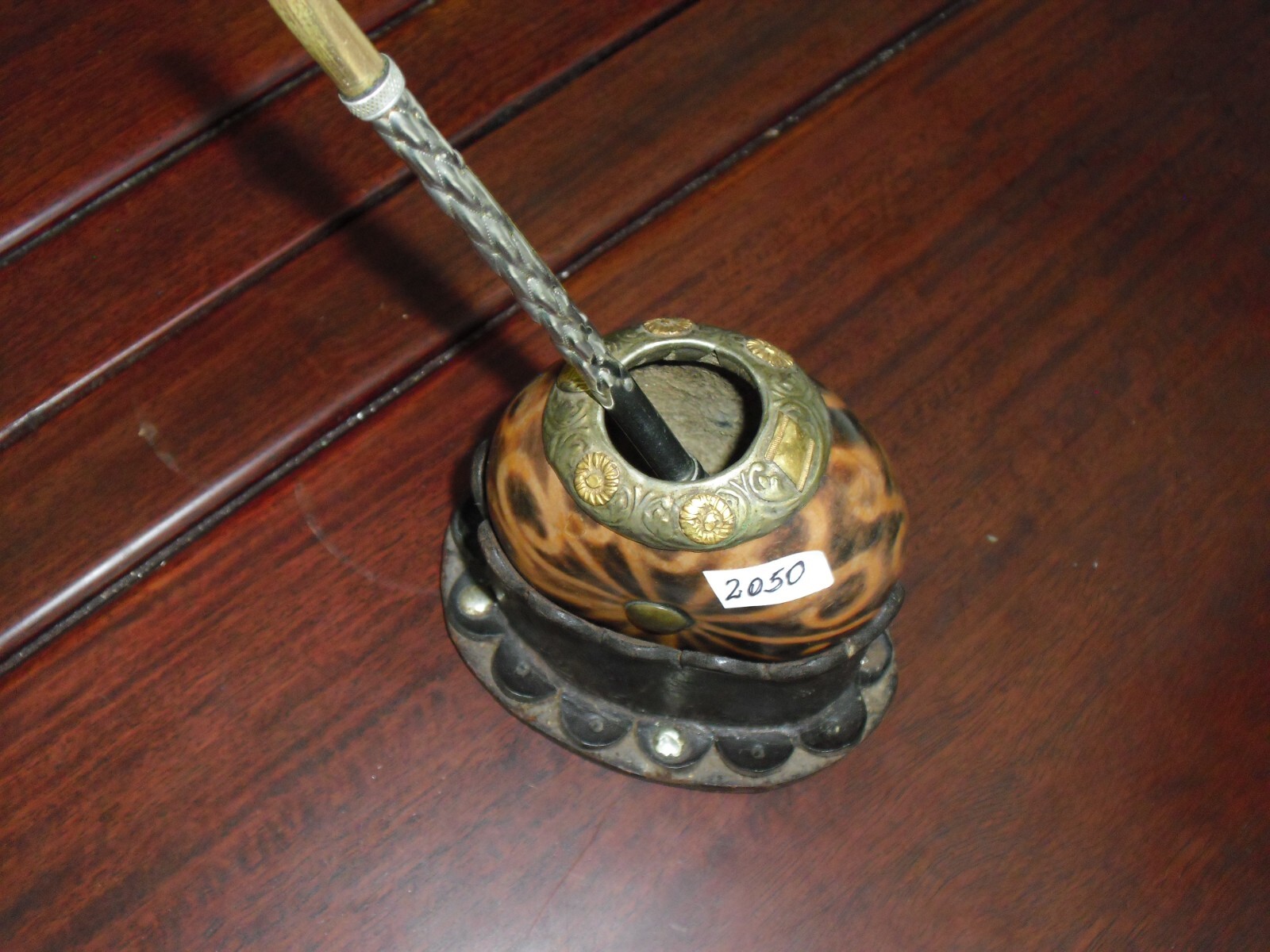 Mate Gourd Yerba Galleta base cuero Bombilla used Argentina Uruguay Brazil usado