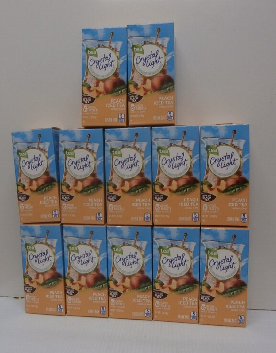 Case – 12ct Crystal Light Peach Tea 6 Packets in Each Box Powdered Drink Mix