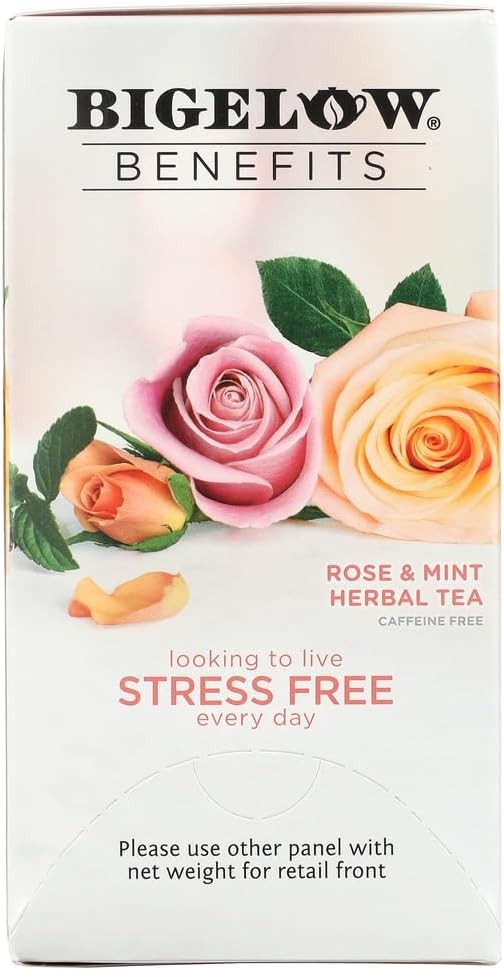 Bigelow RCB01027 Benefits Decaf Rose Mint Tea Bags, 18/Box