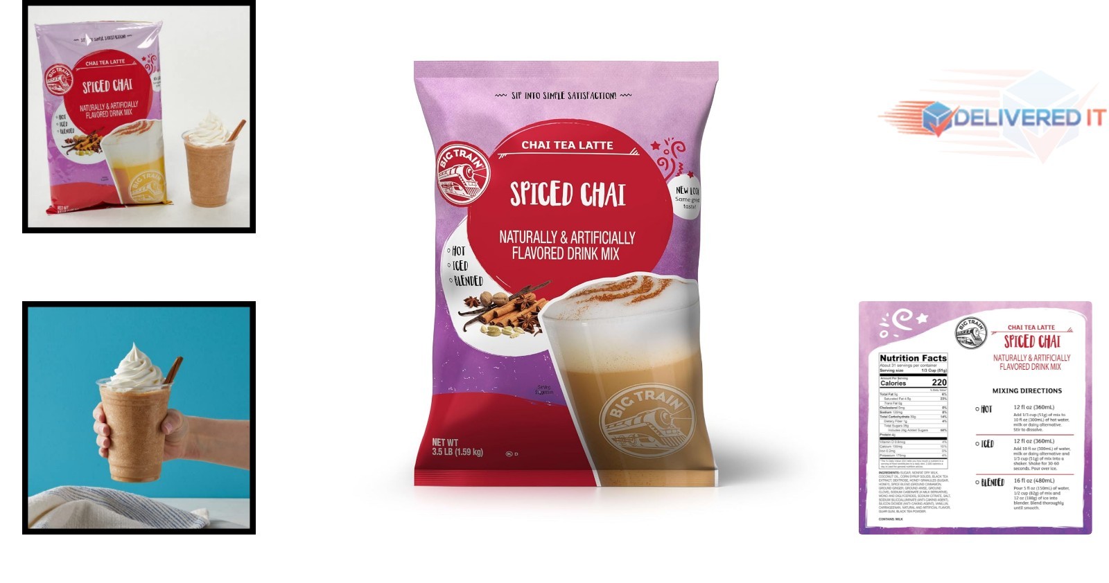 Spiced Chai Tea Latte Mix 56oz Powder Beverage Great for Hot or Iced Drink