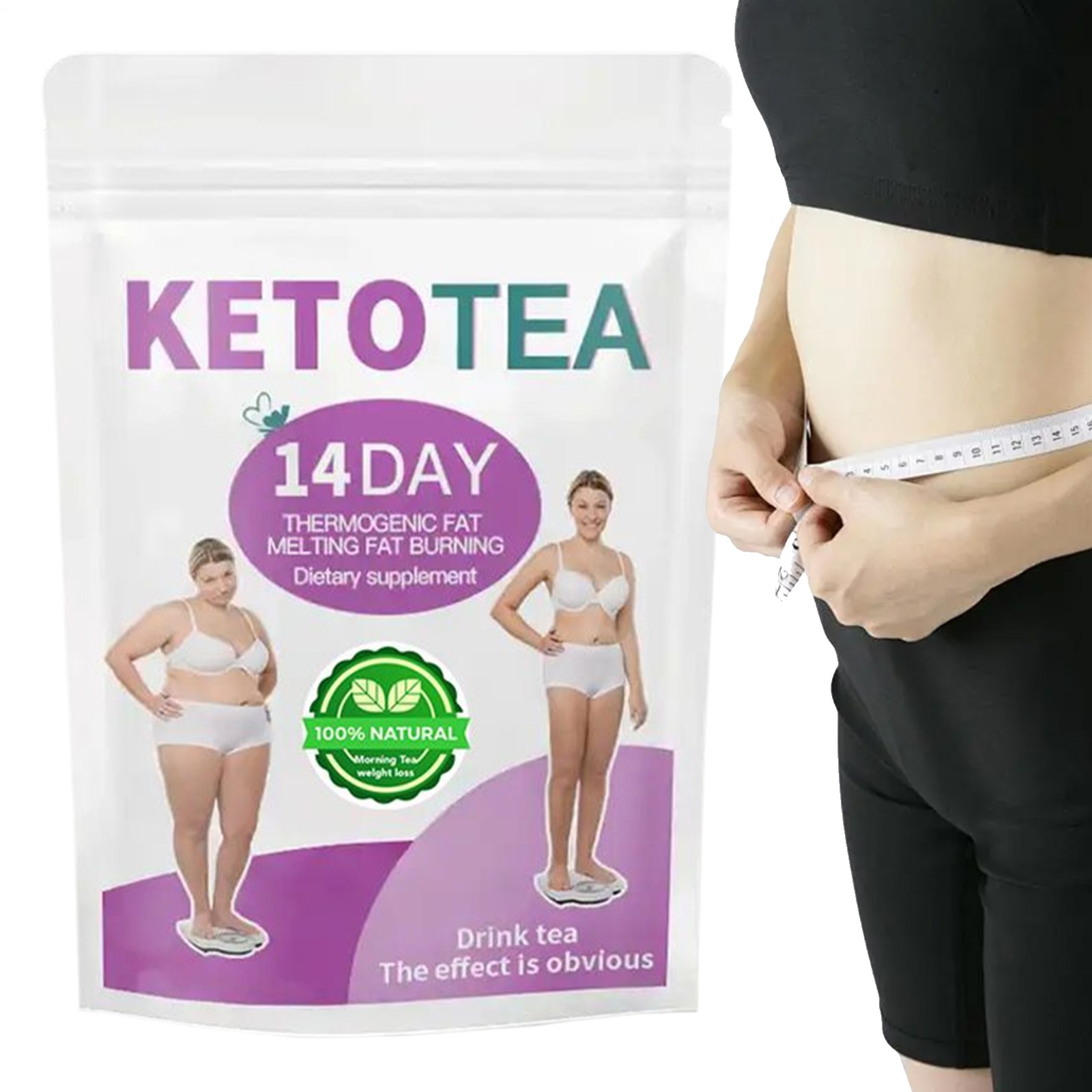 Organic Slim Green Tea Drink for Weight Loss Natural 14 Day Belly Cleansing Tea