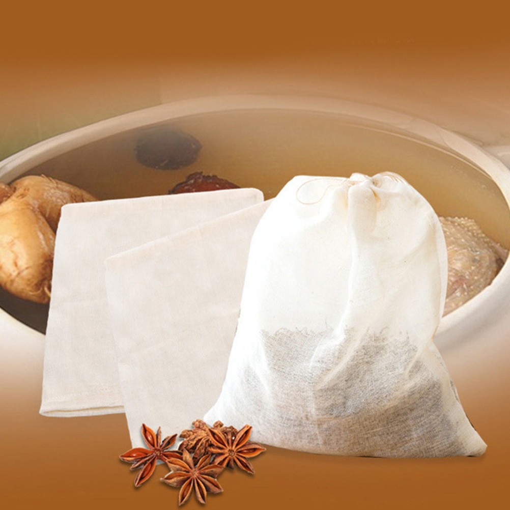 12Pcs Reusable Drawstring Soup Bags Soup Socks Spice Bags Tea Filter