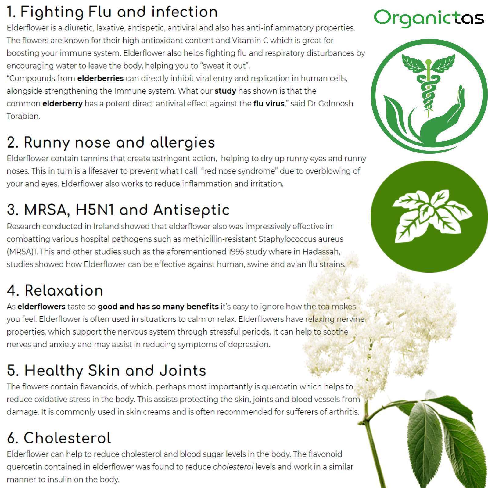 Organic Elder Flowers Tea Wild Harvest Elderflower Sambucus Nigra Dried Flower