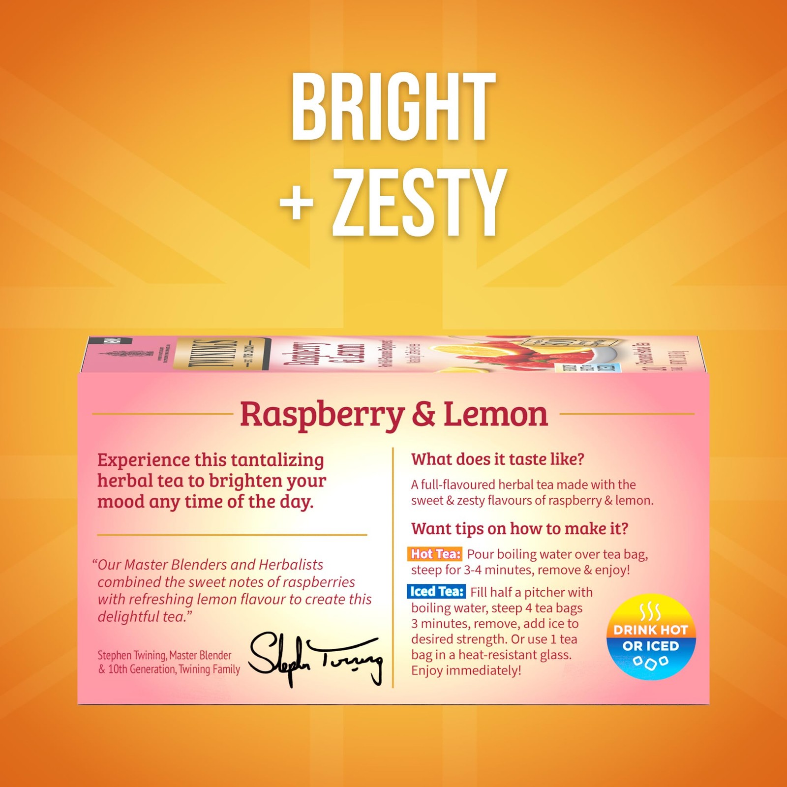 Twinings Raspberry & Lemon Herbal Tea 20 Count (Pack of 1), No Color