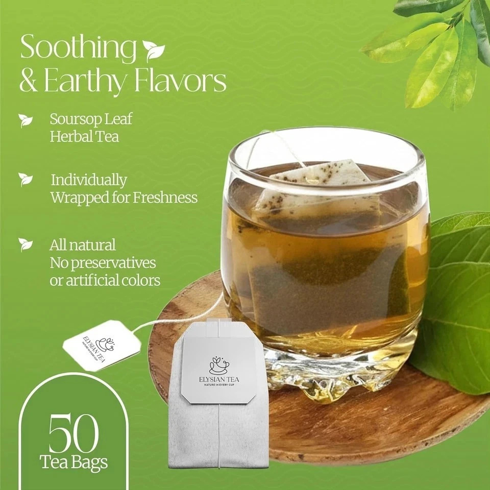 100 PACK Soursop Leaves Tea Bags Herbal Guanabana Graviola Annona Muricata, NEW!