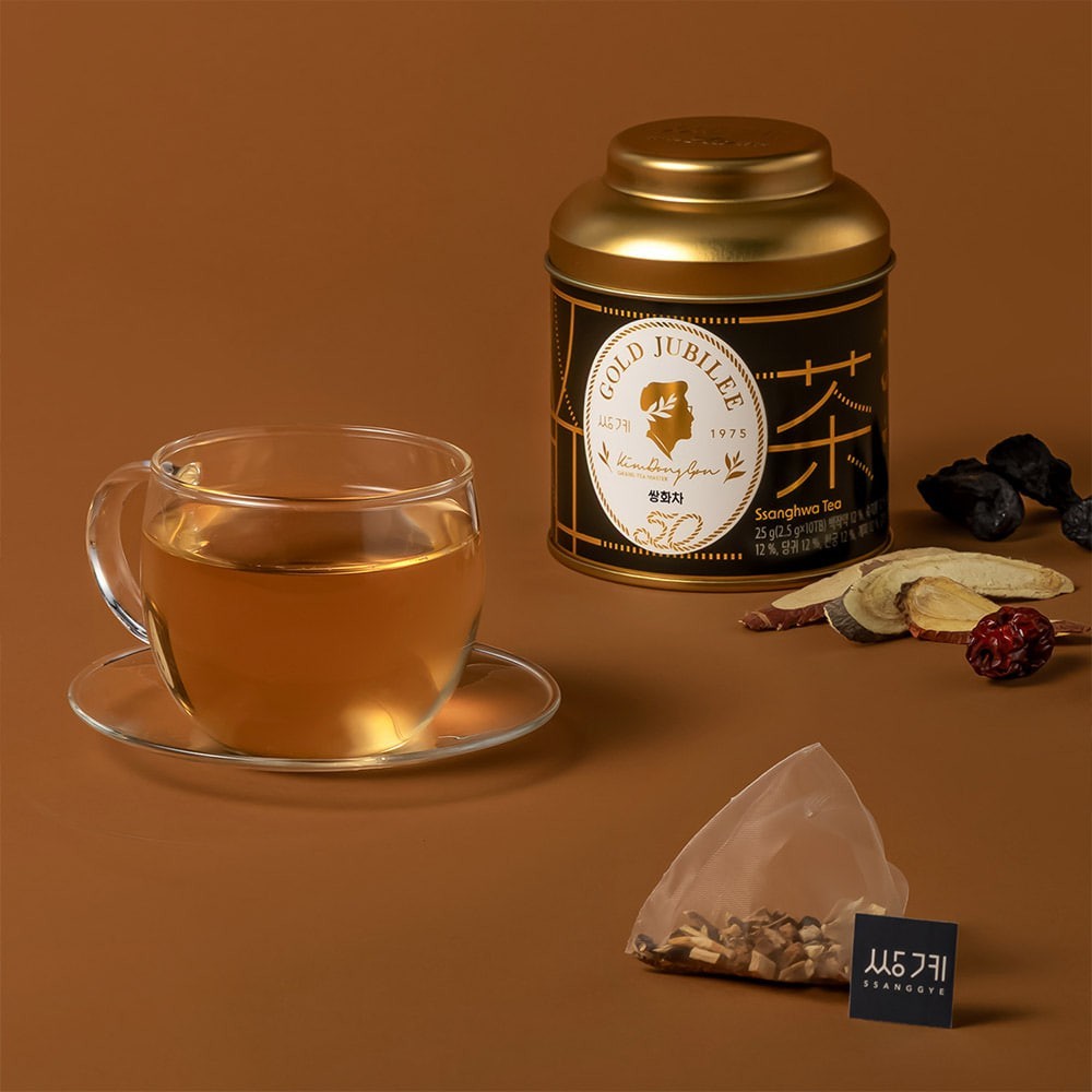 Korean Ssanghwa Tea 10 Pyramid Bags | Caffeine Free | Ssanggye Gold Jubilee