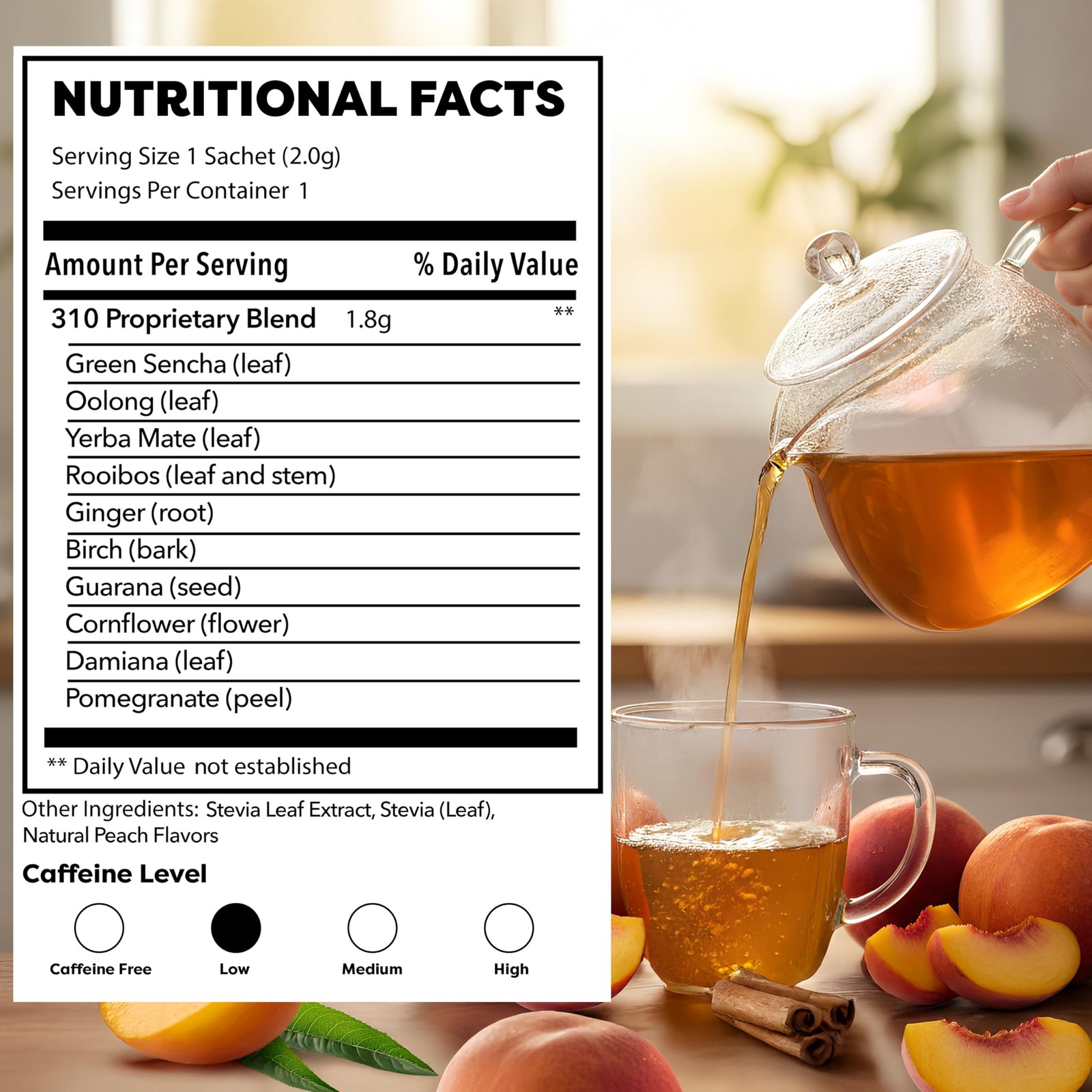 310 Nutrition Peach Flavor Detox Tea – Herbal Tea Sachets for Daily Routine –…