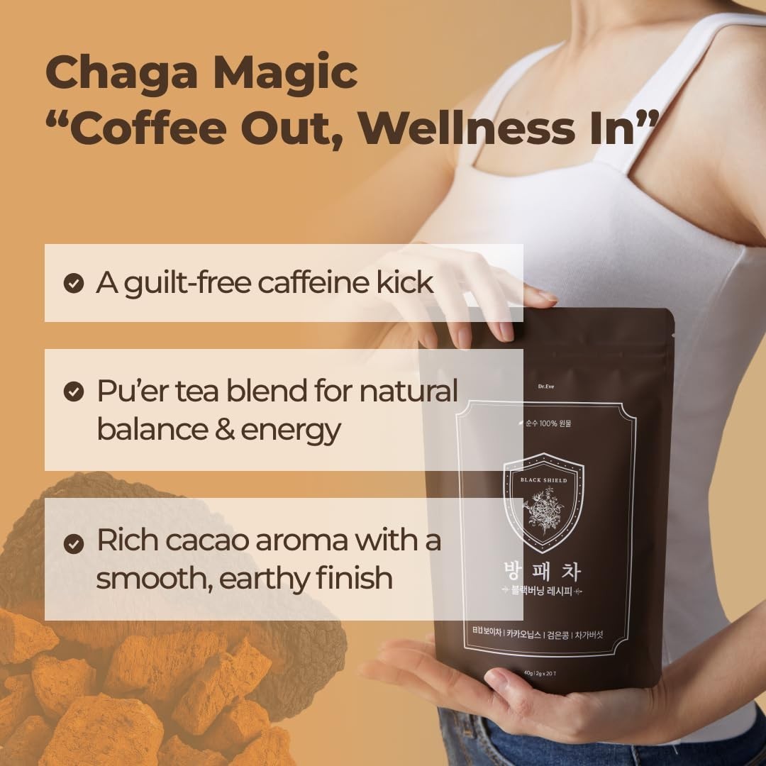 BANGPAE Tea with Puer, Chaga Mushroom, Black Soybean, and Cacao – Detox Tea f…