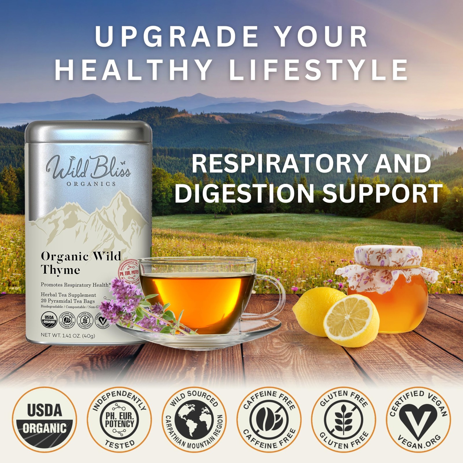 Organic Wild Thyme Tea – Caffeine Free Respiratory Herbal Support – Pharmacop…
