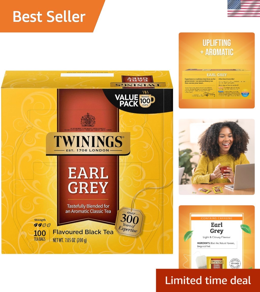 100 Count Earl Grey Tea Bags – Flavored with Citrus & Bergamot, Perfectly Sealed