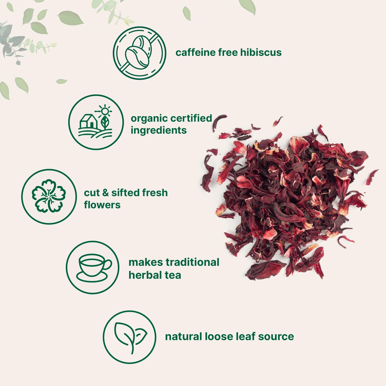 Organic Hibiscus Flowers, 2lbs (450+cups) | Flor de Jamaica, Loose Leaf Tea f…
