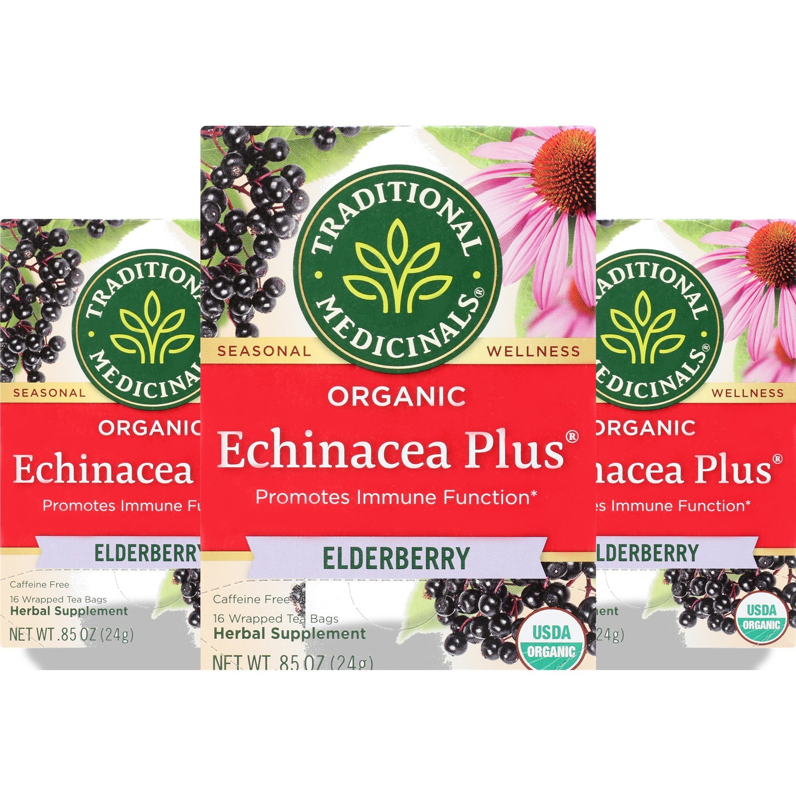 Traditional Medicinals Organic Echinacea Plus Elderberry Herbal Tea 16 3 Pack