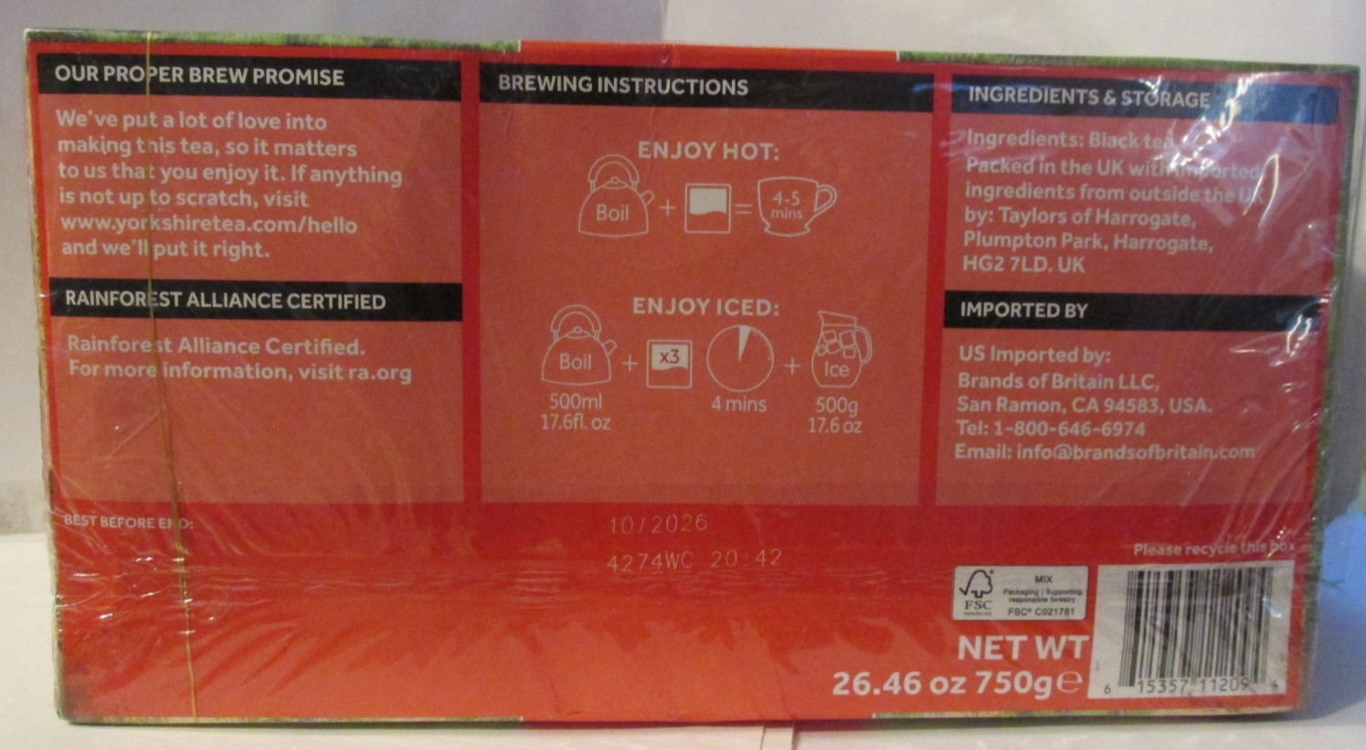 Taylors of Harrogate Yorkshire Black Tea Teabags 240 Count New Sealed 10/2026