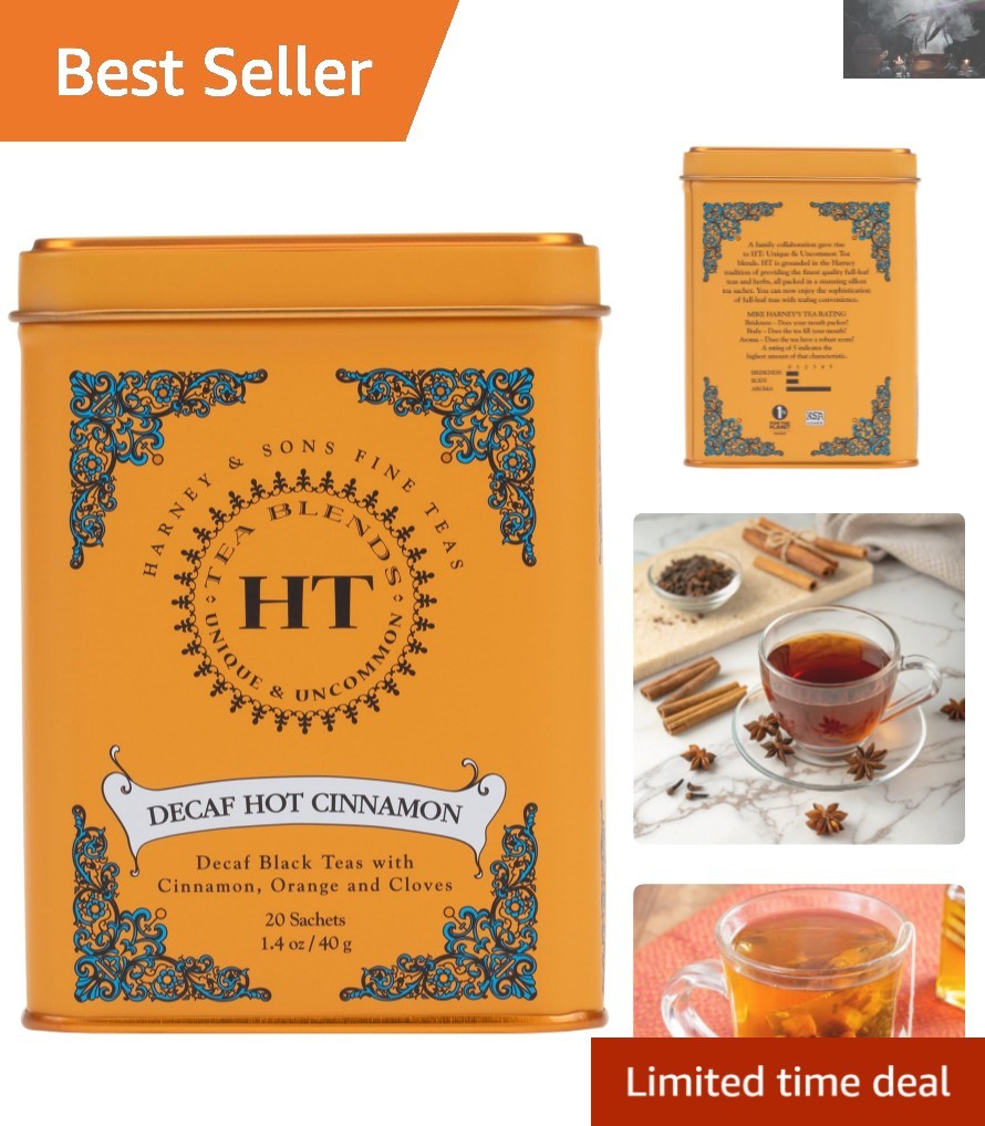 Stress Relief with Harney and Sons Decaf Hot Cinnamon Tea – Pack of 20 Sachets