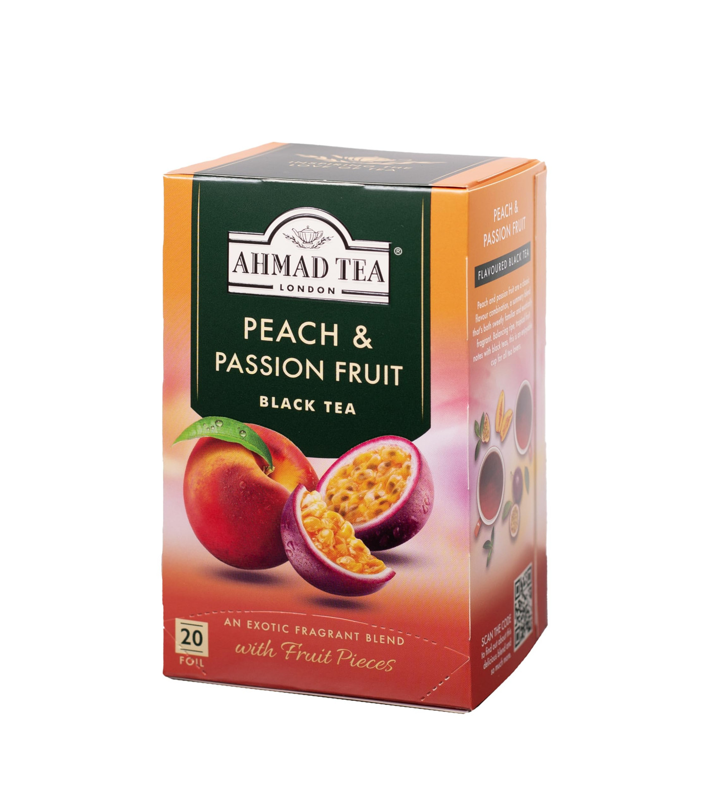 Ahmad Tea Peach Passion Fruit Black Tea Bags 20 Count Awards Winning Flavor