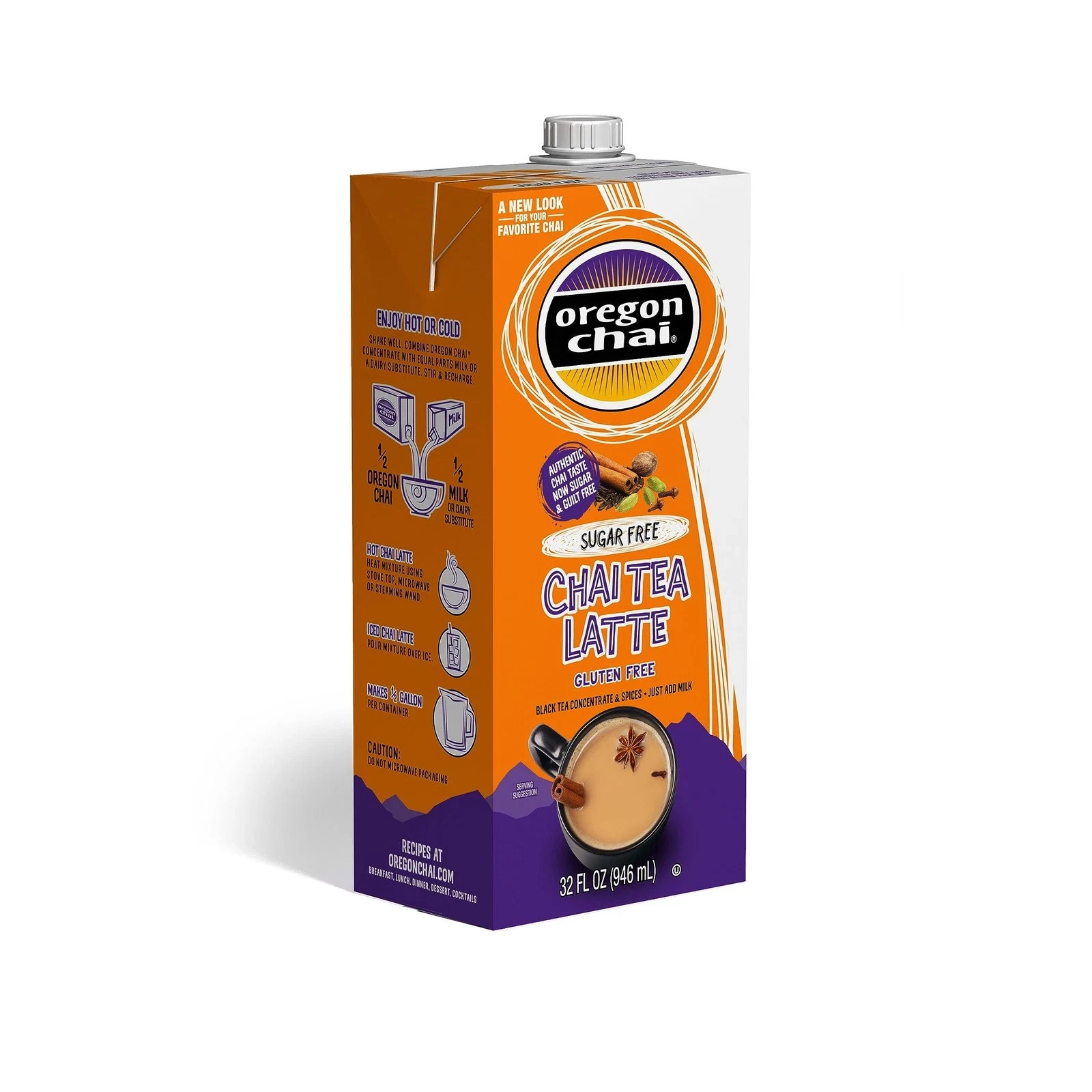 Oregon Chai Sugar Free Chai Concentrate, 32 Fluid Ounce (Pack of 6)