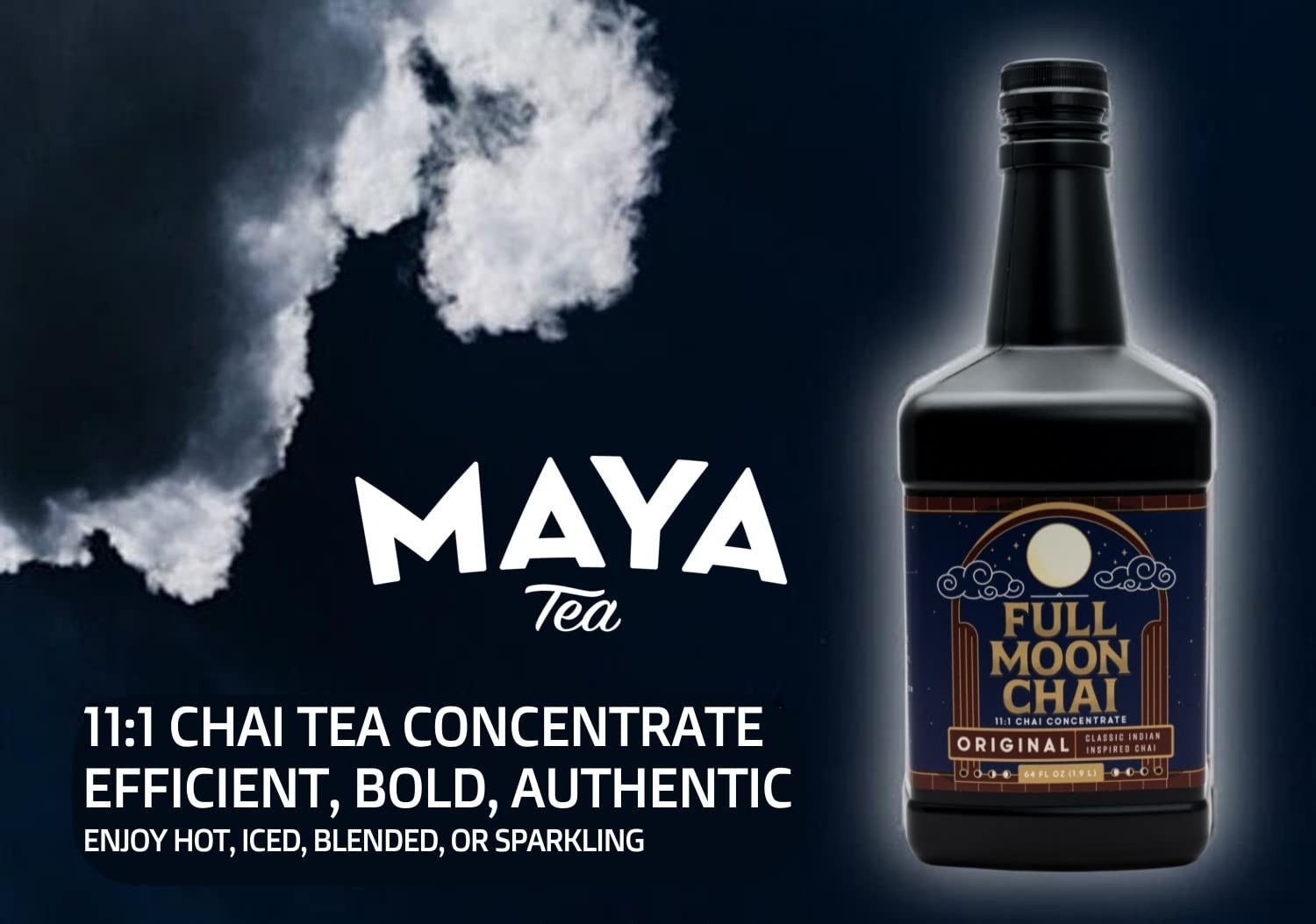 Maya Chai Tea Concentrate, Full Moon, Organic Cane Sugar, 64 Ounce with Pump
