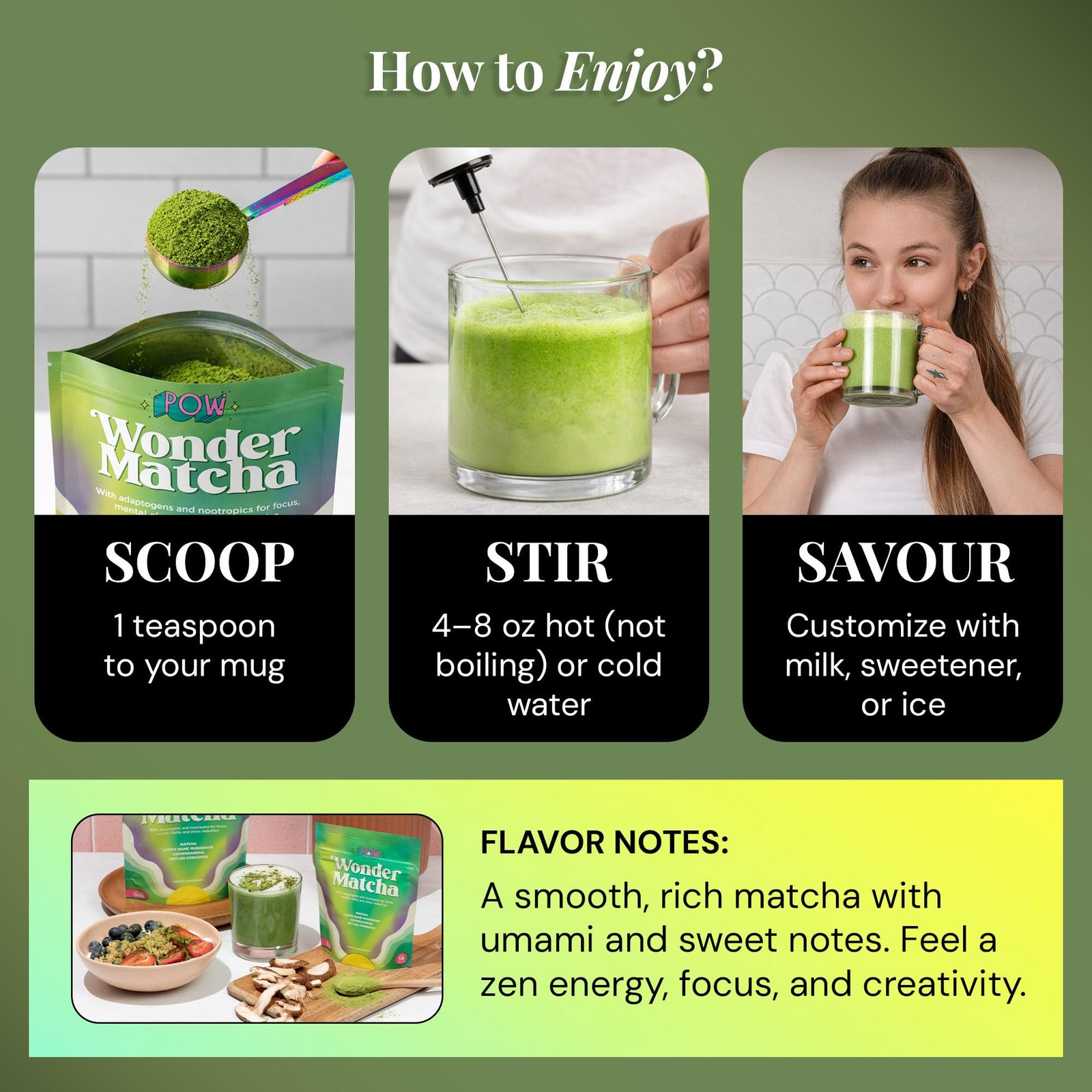 Wonder Matcha – Functional Mushroom Matcha Powder – Organic Ceremonial Grade …