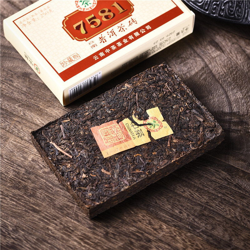 ZHONGCHA COFCO Classic Puer 7581 Ripe Puerh Brick Shu Cooked Pu’er Brick 250g