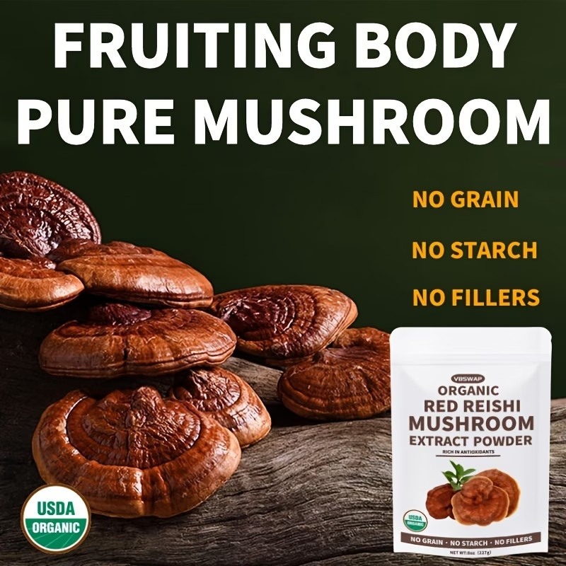 Organic High Quality Eishi Mushroom Powder 8oz Red Reishi Extract Vegan