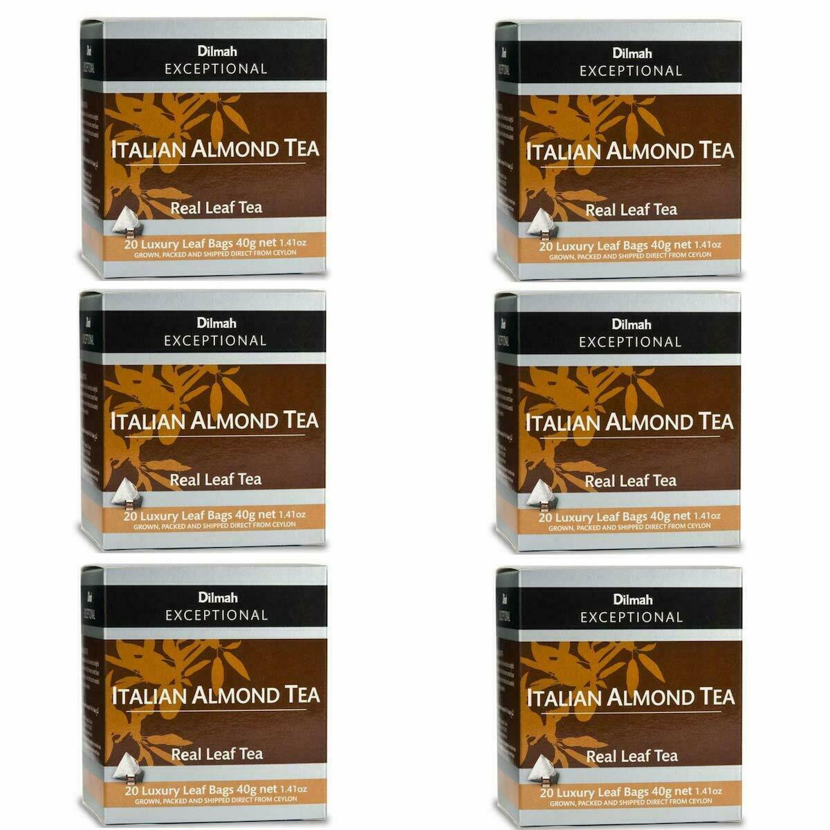 Dilmah Exceptional Italian Almond Ceylon Tea in 20 Tea Bags x 06 packs
