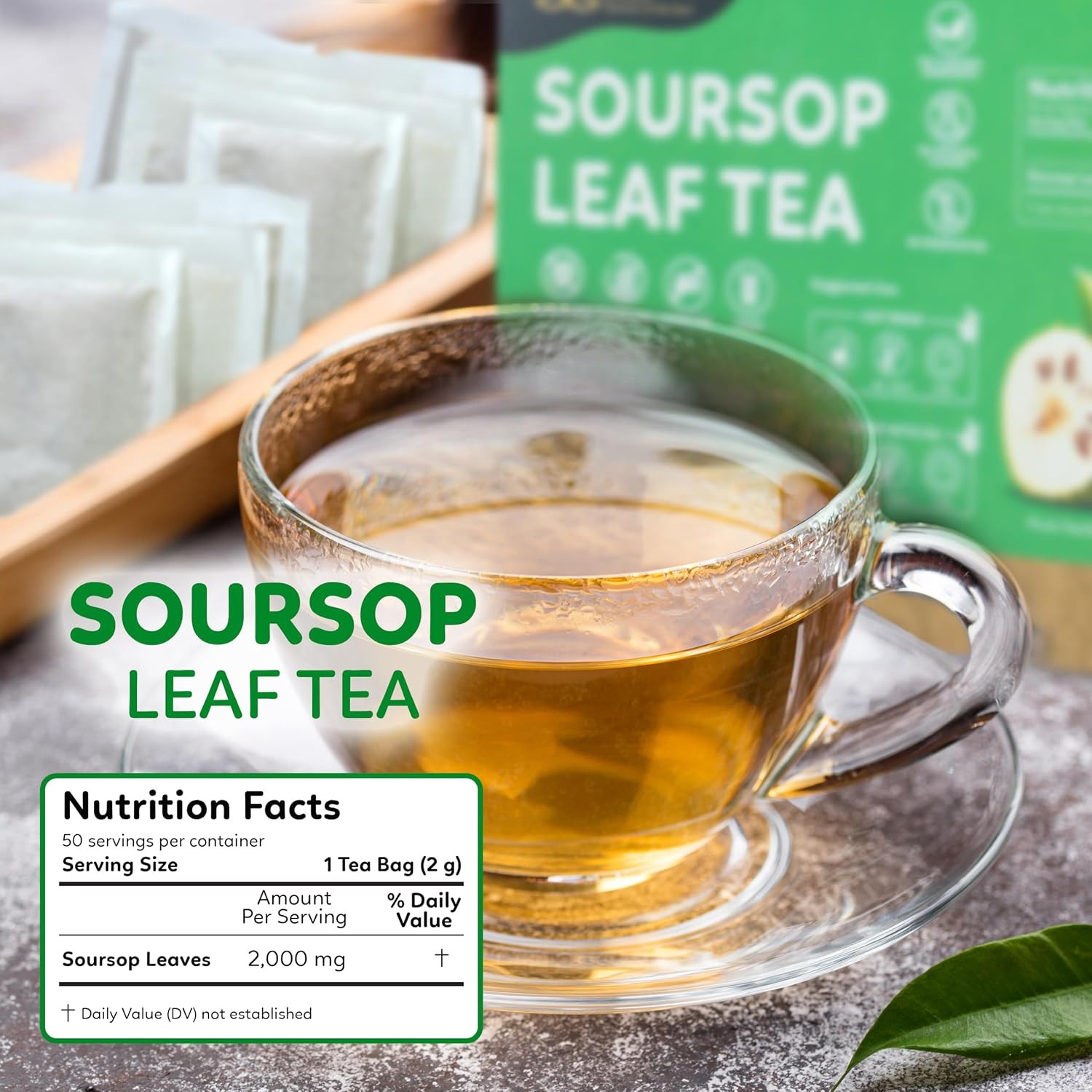 Soursop Tea Bags | 100% Natural Soursop Graviola Leaves | Sugar-Free,