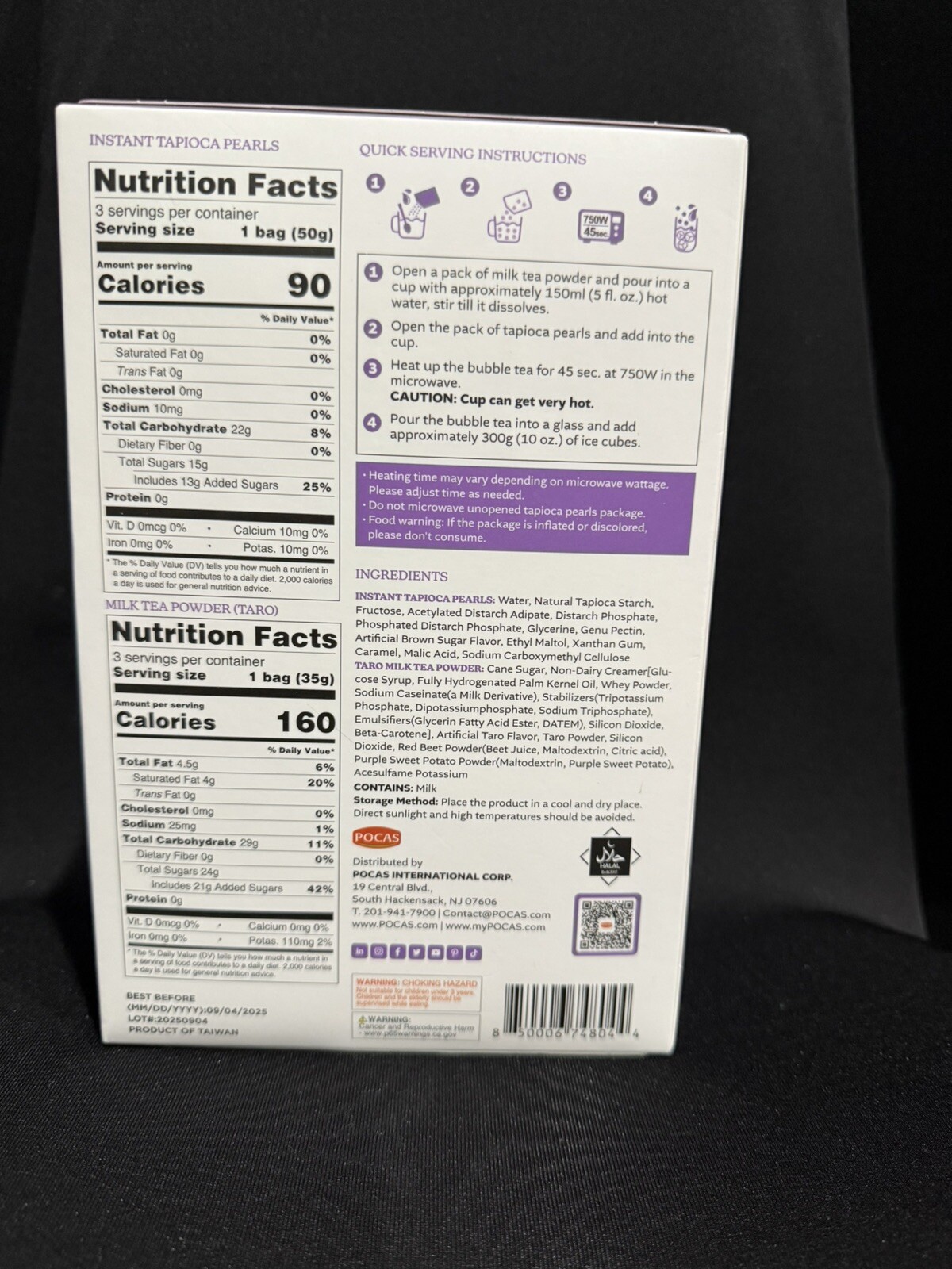 Pocas Instant Bubble Tea Kit Taro Flavor – 3 Kits Included