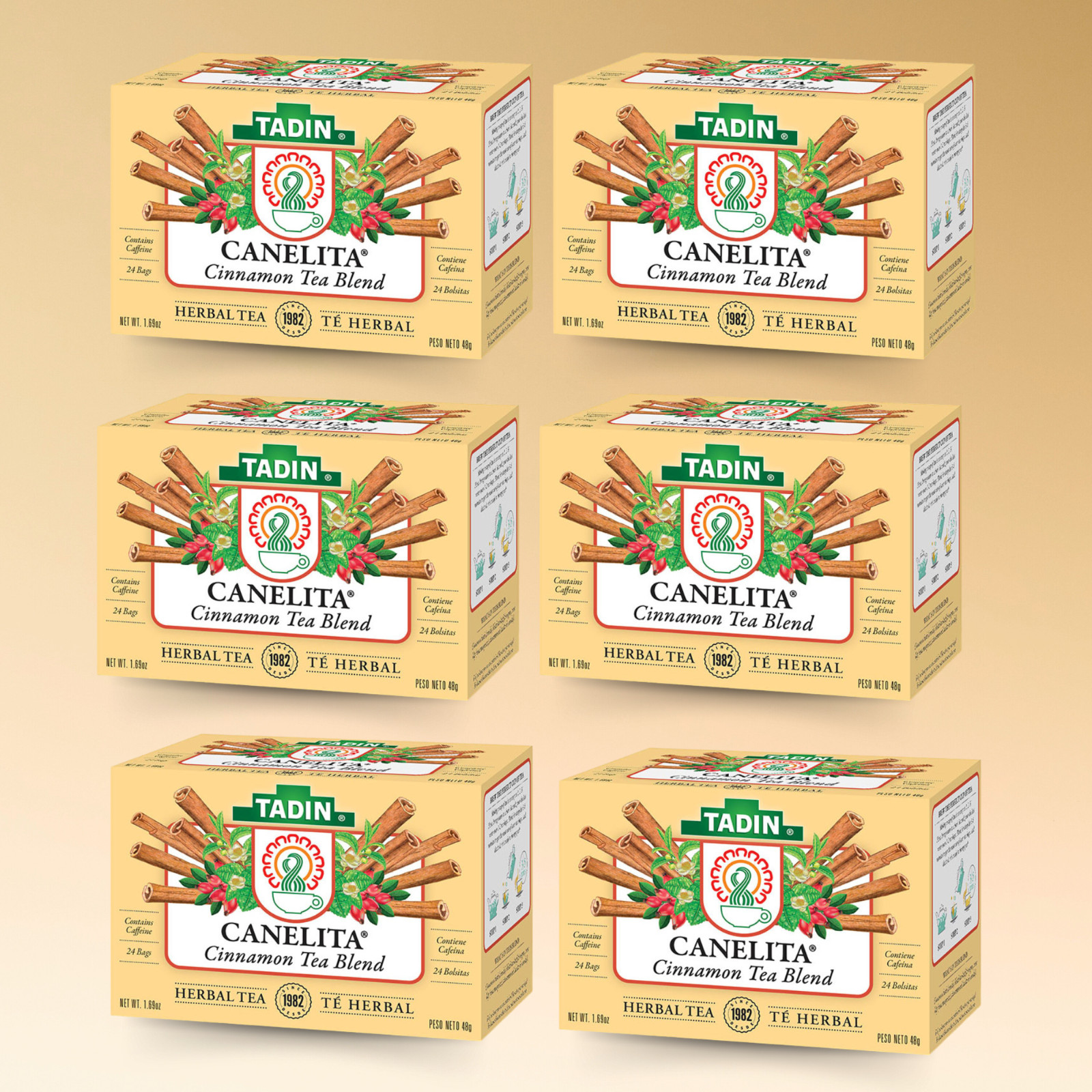 Tadin Canelita Cinnamon Herbal Tea, 24 Bags 1.69 fl oz – Warm & Spiced (6-Pack)
