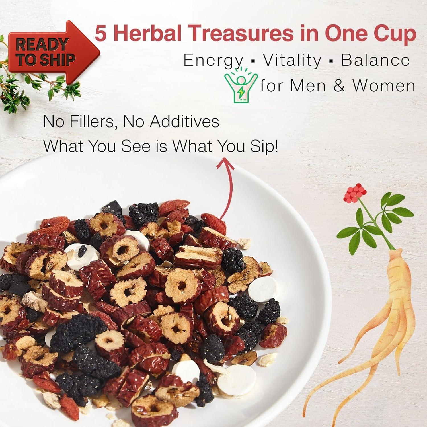 Kidney Tea Formula Ginseng Six Treasure Tea – 10G X 20 Bags Ginseng & Mulberry