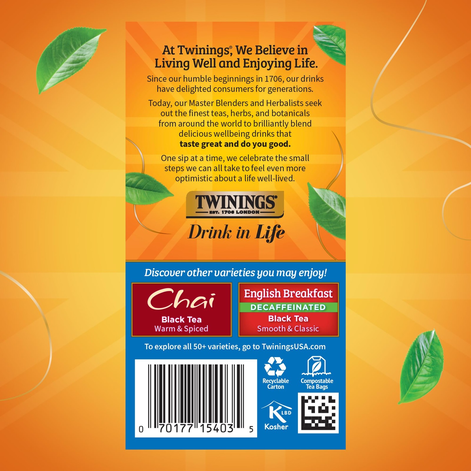 Twinings Black Tea Variety Pack 20 Count English Breakfast Earl Grey Lady Grey