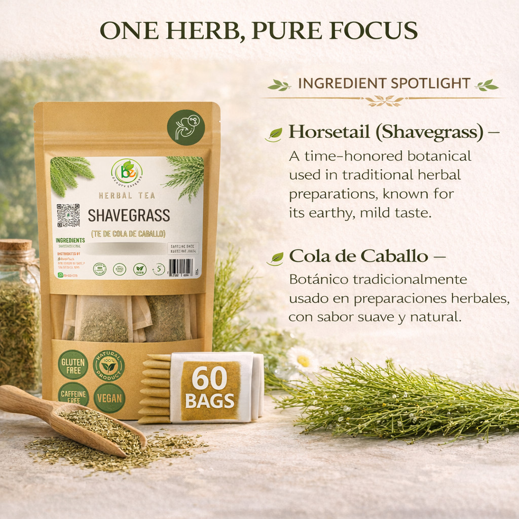 Cola de Caballo Té (Shavegrass/Horsetail Tea) – 60 Tea Bags – 100% Natural, Vega