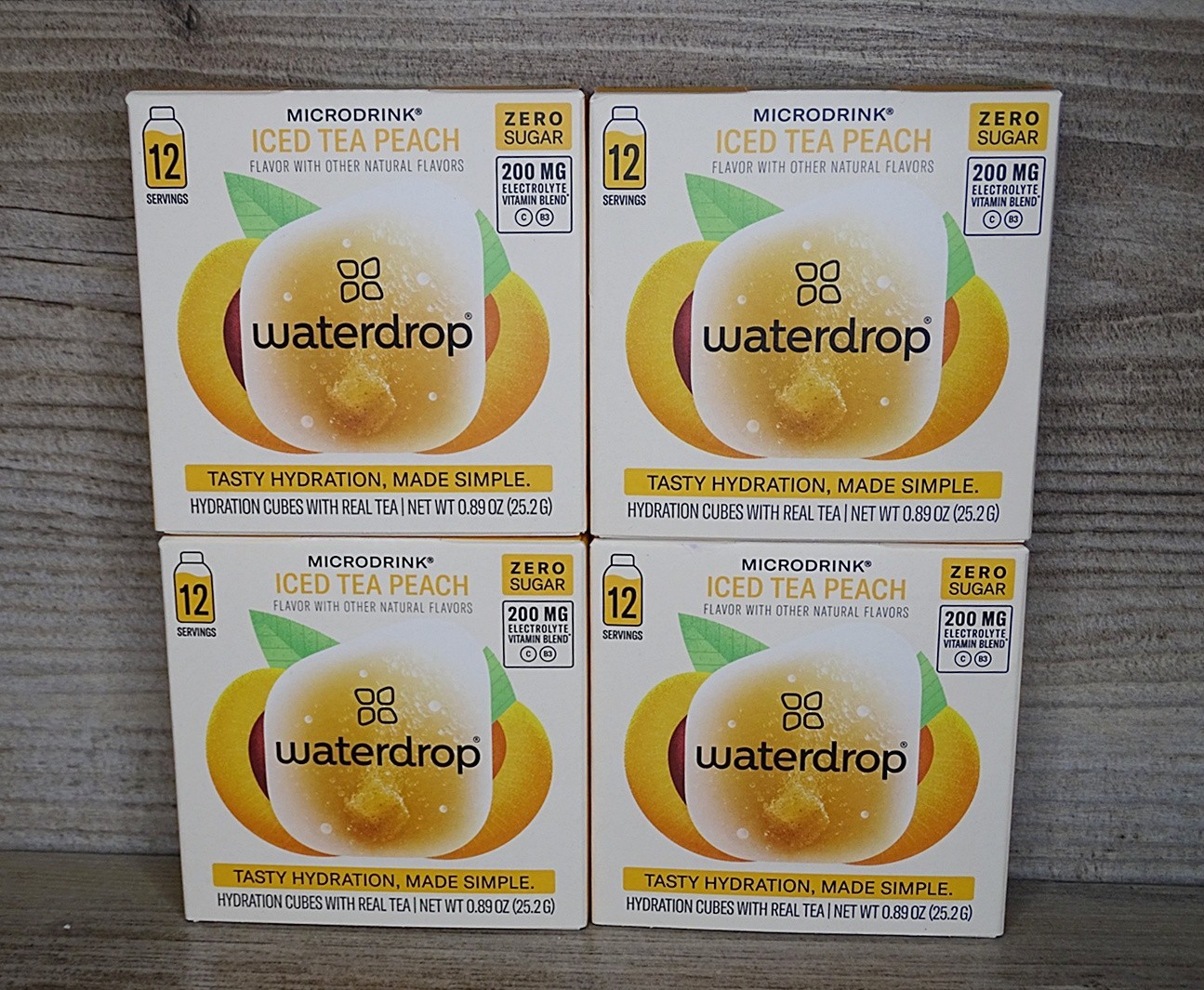 Lot of 4 Waterdrop Microdrink Iced Tea Peach – 48 Servings Total – Zero Sugar