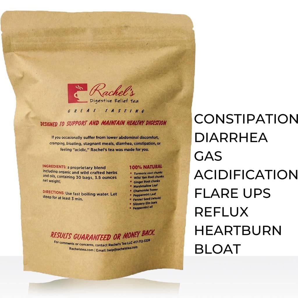 Digestive Relief Tea – Turmeric, Ginger, Chamomile, 30 Bags, 60 Cups – Soothing