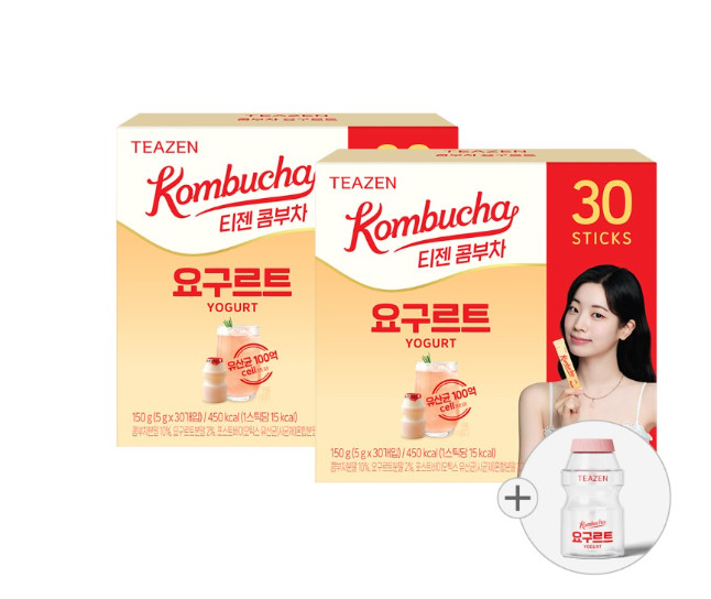 Teazen kombucha yogurt probiotic tea drink mix 30 sticks x2 with bottle K-food