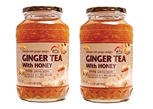 Ginger Tea w/ Honey Refresh Korean Herbal Tea Ginger_ 2 Glass Jars 2.2 lbs each