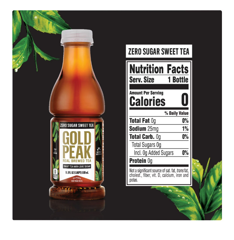 (2 PACK) Gold Peak Iced Tea, Zero Sugar Sweet Tea Bottles, 16.9 fl oz, 6 pack