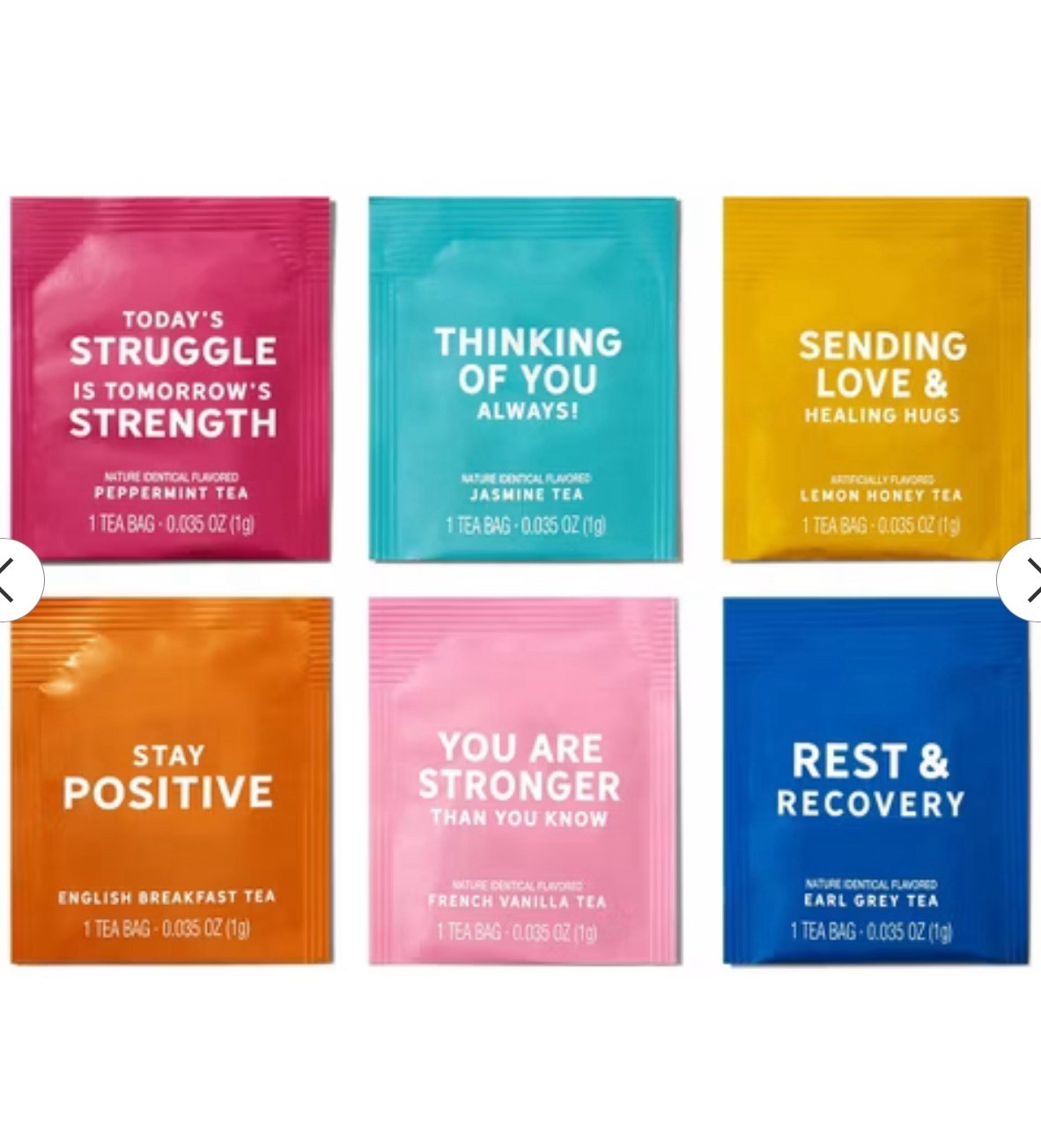 Thoughtfully Gourmet, Sending Positive Vibes Tea Gift Set, 6 Flavors Set of 90