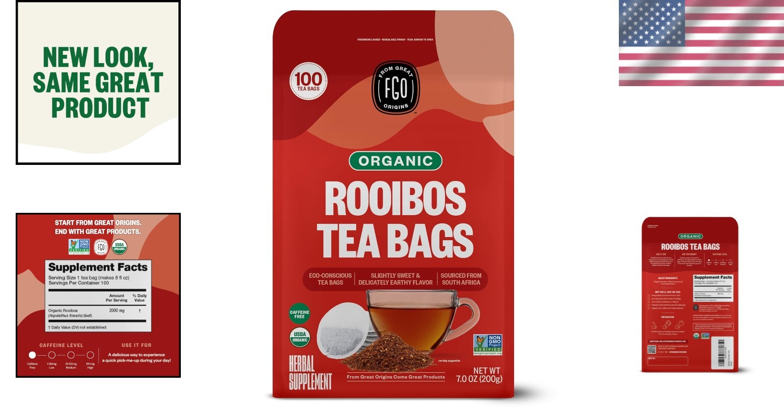 100 Eco-Conscious Rooibos Tea Bags – Herbal, Caffeine Free, Organic Goodness
