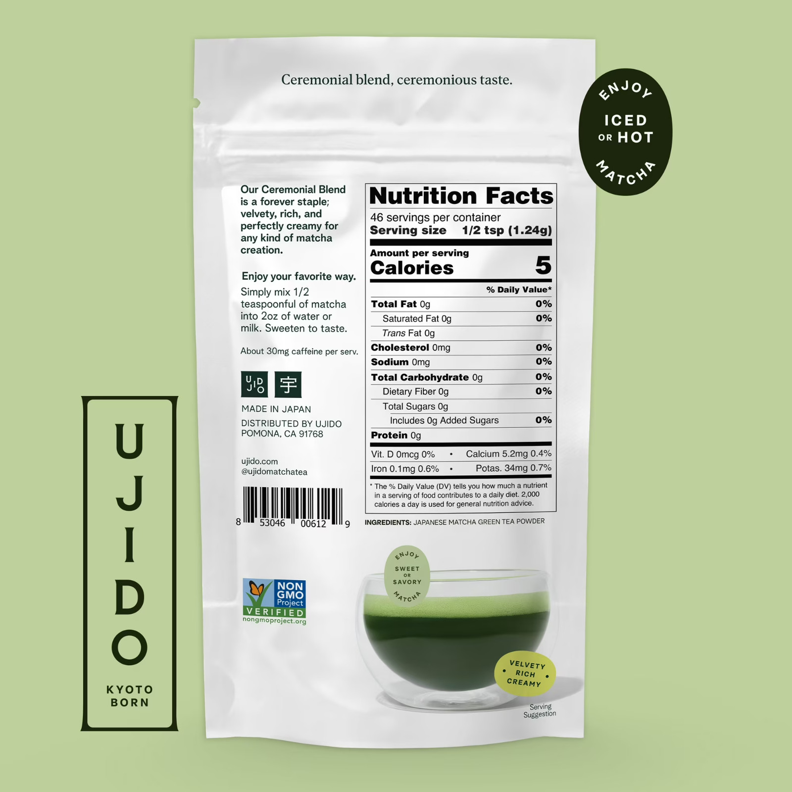 Ujido Japanese Matcha Green Tea Powder Ceremonial Blend 2 oz Authentic Tea