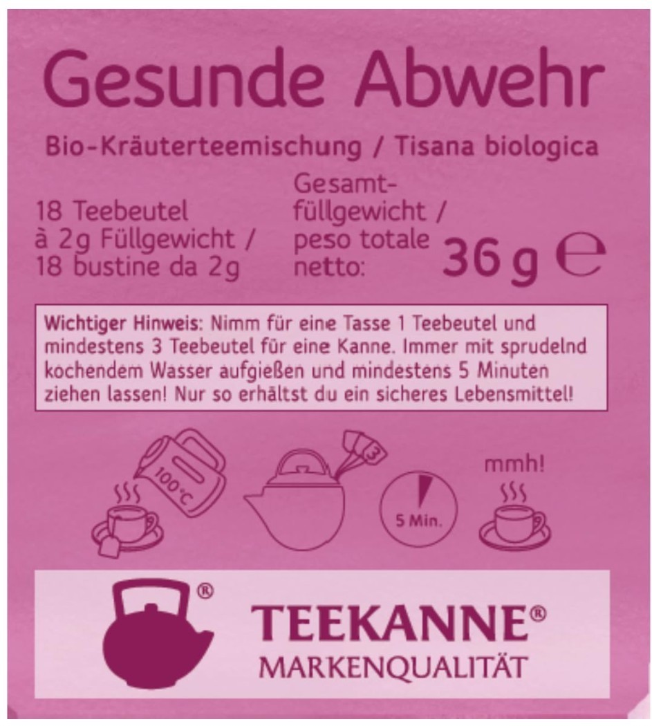 10x TEEKANNE Healthy Defence Organic Herbal Tea 36g- Ship from Germany!