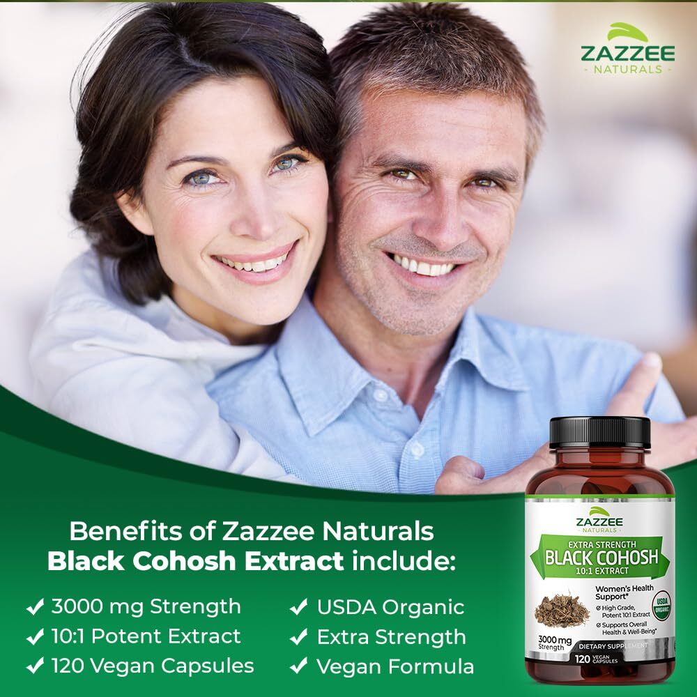 Zazzee Black Cohosh 3000mg 10:1 Extract 120 Vegan Caps Organic USA