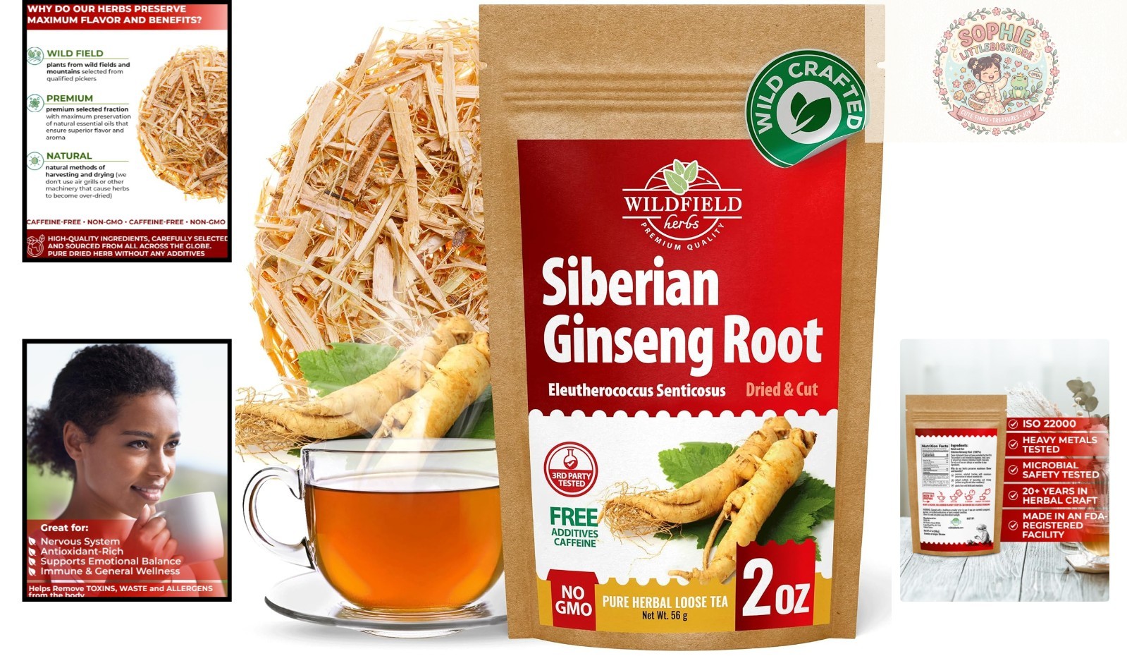 2oz Siberian Ginseng Herbal Tea – Antioxidant Rich & Gluten-Free