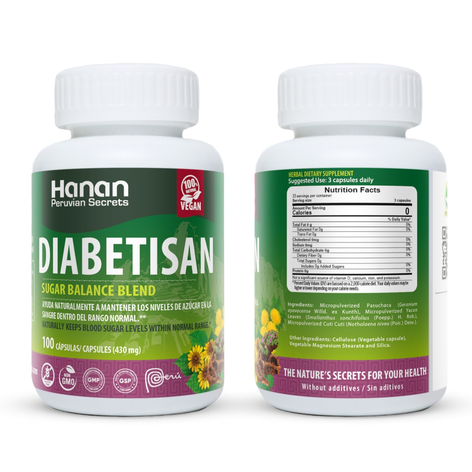 Hanan Diabetisan Sugar Balance Blend | 100 Capsules | Naturally Aids in Supporti