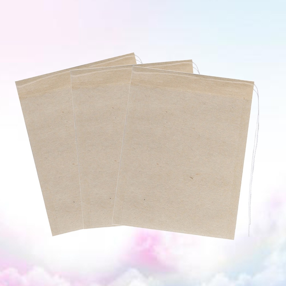 100Pcs Reusable Light Brown Tea Filter Bags for Loose Tea Brewing Experience